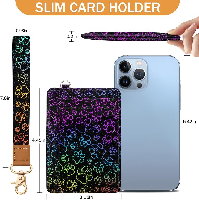 Yonlevres Dog Paw Credit Card Holder Slim RFID Wallet Women Wristlet Small | Front Pocket, Handy, RFID Blocking, Woman Girls Ladies Gifts, D-ring for Keychain,Thin Mini Card Case, ID Window, PU Leather - Image 6