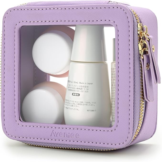 Aveniee Mini Clear Makeup Bag, Small Cosmetic Bags Travel Toiletry Pouch Organizer, TSA Approved Make up Case with Zipper, Car Bag for Essentials,Lilac - Image 7