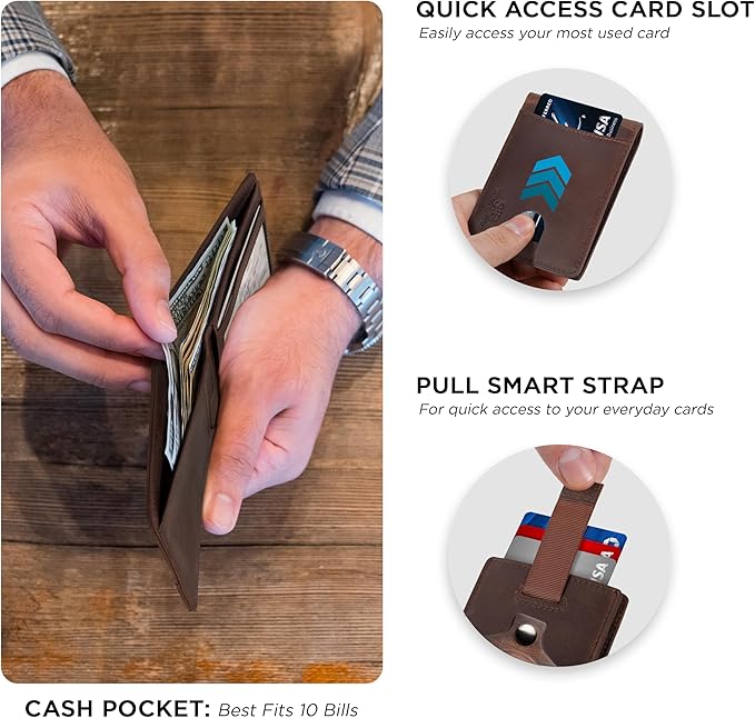 SERMAN BRANDS RFID Blocking Slim Bifold Genuine Leather Thin Minimalist Front Pocket Wallets for Men Billfold Wallet Men Gift - Image 5