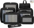 BAGAIL 8 Set Compression Packing Cubes, Expandable Luggage Organizer Bags for Travel Accessories (Black) by BAGAIL