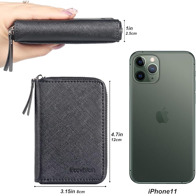 Credit Card Wallet, RFID Card Case Wallet, Zipper Card Cases Holder for Men Women, RFID Blocking, KeyChain Wallet, Compact Size Card Organizer Case for Women - Image 7