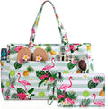 JATEBI Beach Bag with Makeup Pouch for Women | Waterproof Pool Tote Bags with Wet Compartment for Swim Shopping Travel, Zipper, Wet Compartment, 5 Pockets by JATEBI