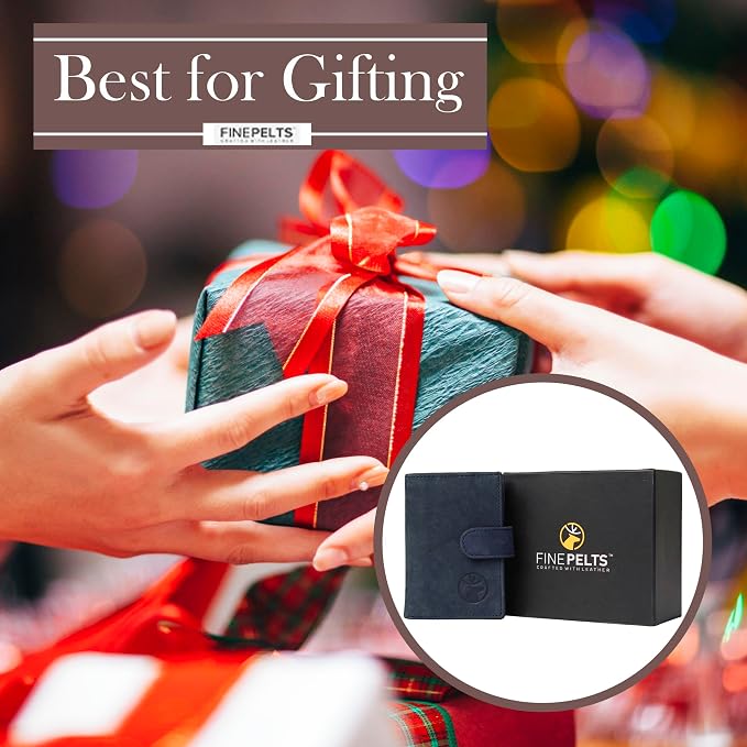 Anti-Theft Top Grain Leather RFID Card Holder Cum Minimalist Wallet for Men's and Women's (Navy Blue) - Image 6