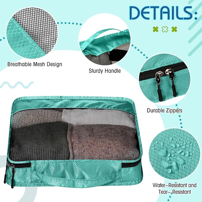 5 Pcs Packing Cubes for Suitcase Large Travel Cubes Carry on Luggage Organizer Bags for Clothes Accessories(Mixed,Blue) - Image 3