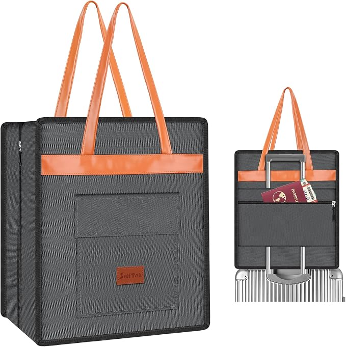 SelfTek Shoe Bags for Travel with Handle, Waterproof Large-Capacity Family Travel Shoe Bag Organizer for Multiple Shoes, Shoe Travel Bags for Packing, Suitable for Luggage Handle- Grey by SelfTek