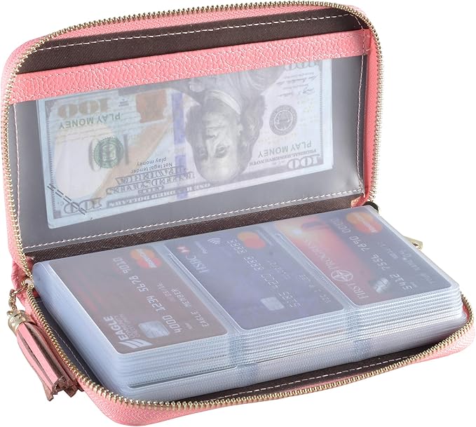 Easyoulife Credit Card Holder Wallet Womens Zipper Leather Case Purse RFID Blocking by Easyoulife