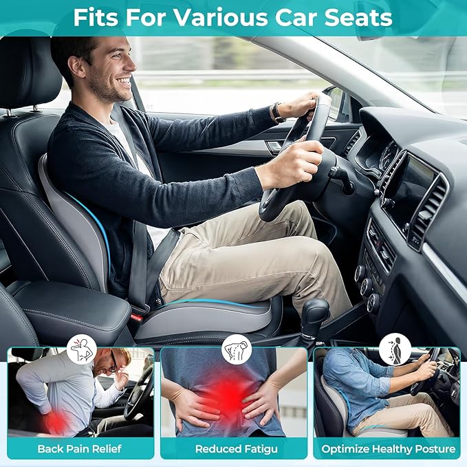 Seat Cushion with Lumbar Support Pillow for Truck Driver, Memory Foam Chair Cushion for Tailbone Pressure Relief & Long Driving, L-Shaped Ergonomic Non-Slip Seat Cushions for Car,Truck,Desk,Chairs - Image 4