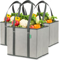 Creative Green Life Reusable Grocery Bags (3 Pack) – Heavy Duty Reusable Shopping Bags with Box Shape to Stand Up, Stay Open, Fold Flat – Large Tote Bags with Long Handles & Reinforced Bottom (Gray) by CreativeGreenLife
