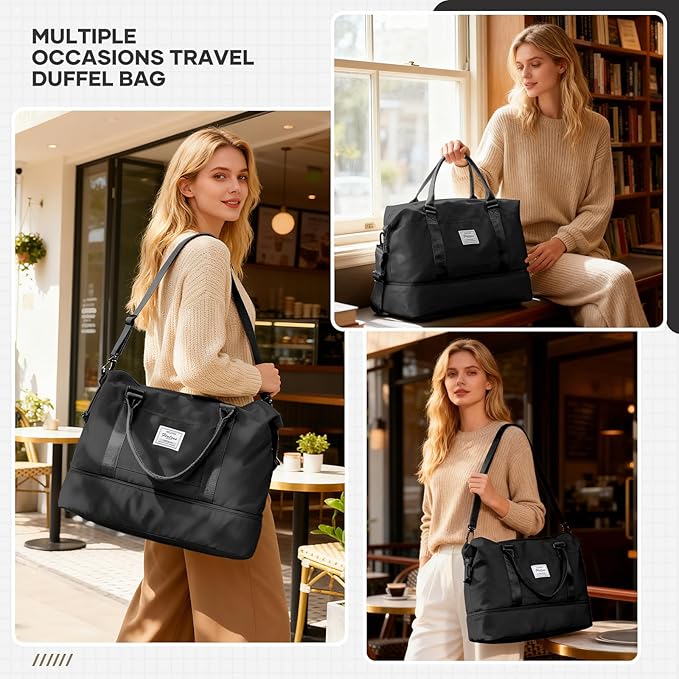 Travel Duffel Bag, Sports Tote Gym Bag, Shoulder Weekender Overnight Bag for Women - Image 3