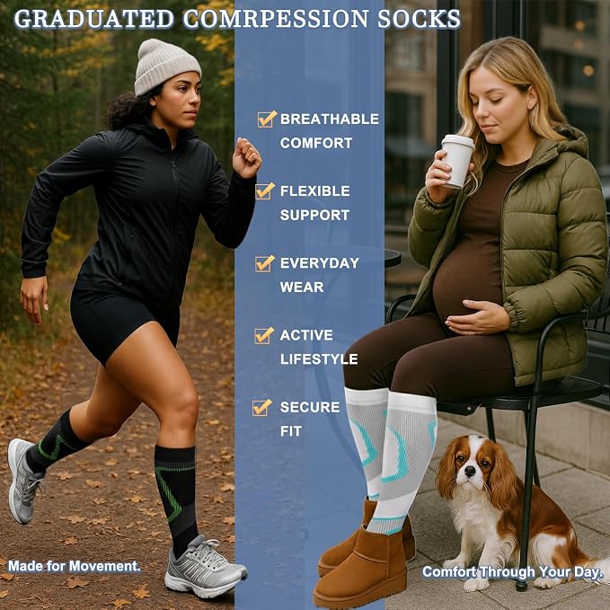 Sooverki Compression Socks for Women and Men Circulation (3/4 Pairs) is Best Support for Running Athletic Cycling Hiking - Image 4