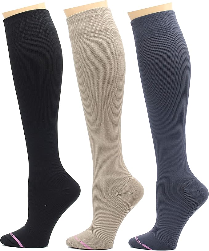 Dr. Motion 3 Pairs Therapeutic Graduated Compression Women's Knee-hi Socks by Dr.+Motion