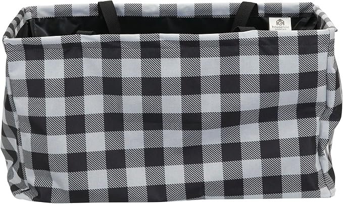 Household Essentials Black and White Plaid Krush Container All-Purpose Utility Tote - Image 8