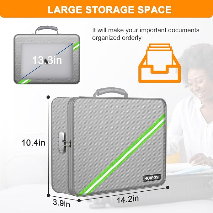 5200℉ Fireproof Document Box with Lock 8 Layers Water Resistant | Home ,Travel ,Strong, Fireproof Safe Storage Document Storage Organizer for Important Documents and File,Silver - Image 6