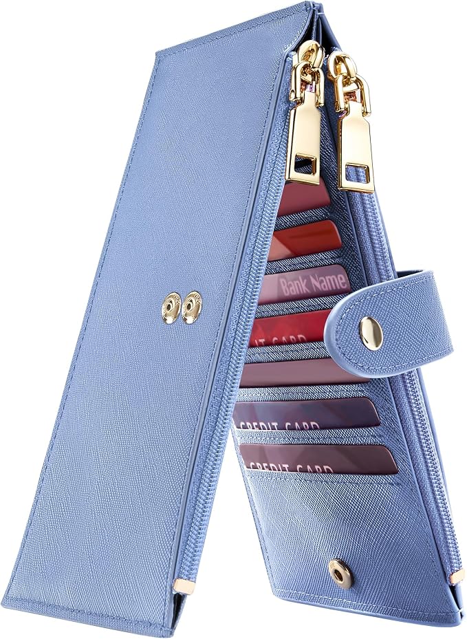 Travelambo RFID Wallet Women Large Size Bifold Multi Card Wallet Case with Zipper Pocke Credit Card Holder for Women by Travelambo