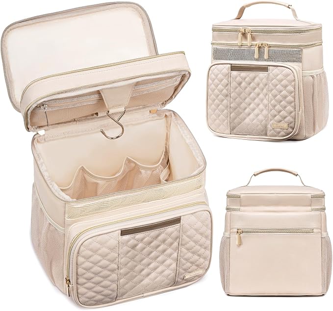 Large Leather Toiletry Bag for Women Men,Bathroom Bag,Water Resistant Shower Bag,Makeup Bag,Portable Shower Caddy for College Dorm,Hanging Travel Toiletry Bag with Transparent Waterproof Phone Pocket by Tealari