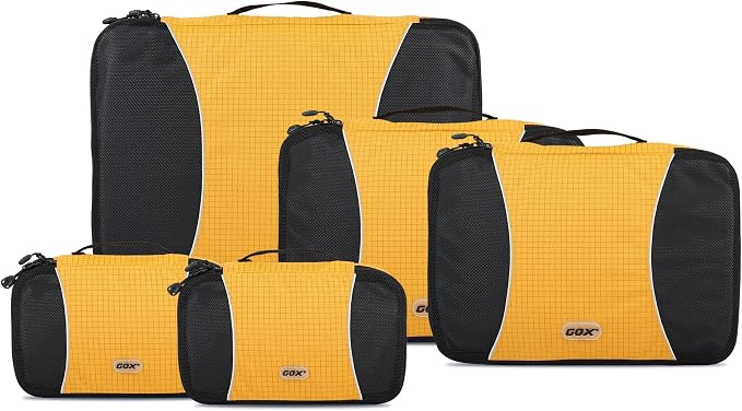 GOX Ultra Light 5 piece Packing Cubes Travel Luggage Organizer 1 Large 2 Medium 2 Small by GOX