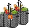Reusable Grocery Bags 2 Pack, Foldable & Water Resistant Shopping Bags | Large Grocery Tote Bag Water Resistant Shopping Bags Foldable Grocery Bag for Clothes,Shoes and Picnic by WiseLife