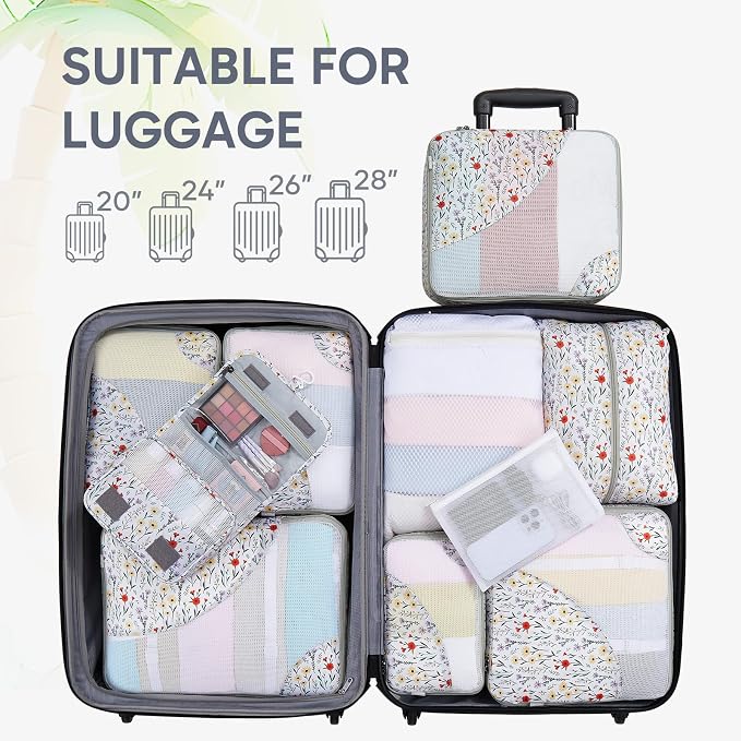 OlarHike 10 Set Packing Cubes for Travel,Gifts for Women Mom,Anti-Tearing Suitcase Organizer,with Over 1000 pcs Mesh Holes,Vacation Essentials & Accessories for Cruise Ship - Image 7