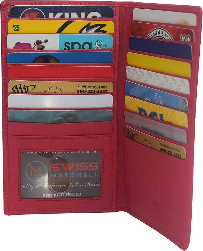 Marshal Bifold Leather RFID Blocking Wallet For Men & Women | Genuine Leather Holder With 19 Slots, 2 Bill Compartments & ID Window | For Credit/Debit Cards, Money & More (CN Pink) - Image 5