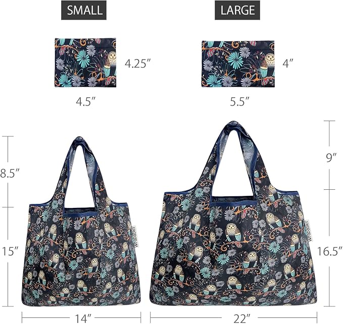 allydrew Large Foldable Tote Nylon Reusable Grocery Bags - Image 4