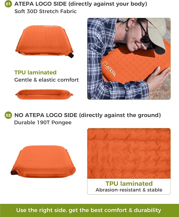 ATEPA Inflatable Seat Cushion | 2" & 2.5" Foam Core Seat Pad, Self Inflating, Compact, Stadium, Airplane, Travel, Camping, Hiking, Sports events - Image 6