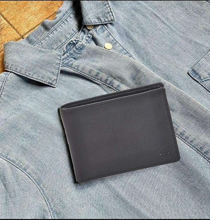 Real Leather Mens Bifold Wallet RFID Blocking Slim Minimalist Front Pocket - Thin & Stylish with ID Window in Gift Box (Nappa, Dark Chocolate) - Image 6