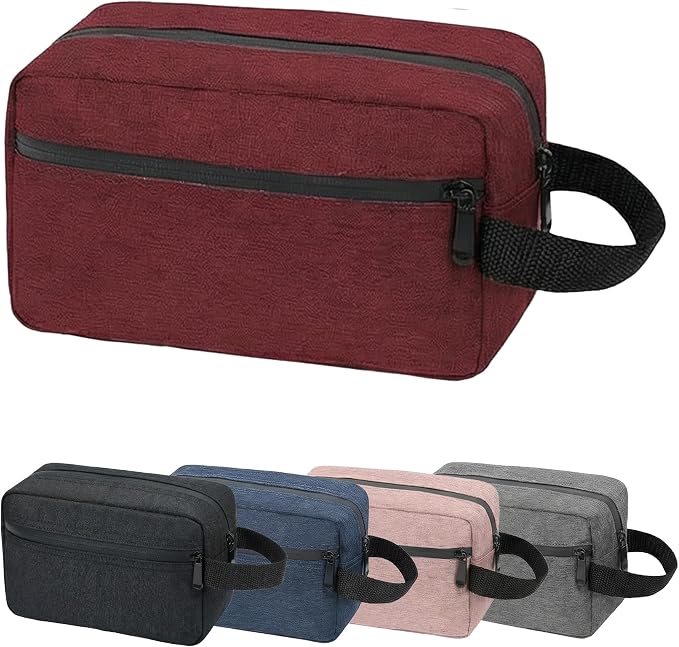 DSYSC Travel Toiletry Bag for Women & Men, Small Makeup Bag | Water-Resistant Cosmetic Bag, Cosmetic Pouch, Traveling Dopp Kit, Travel Essentials Accessories, Red by DSYSC