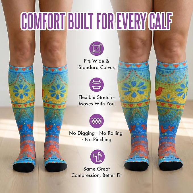 Crazy Compression Socks, Comfortable Support Socks for Recovery, Travel, Hiking, and Long-Hour Comfort w/Fun Designs - Image 8