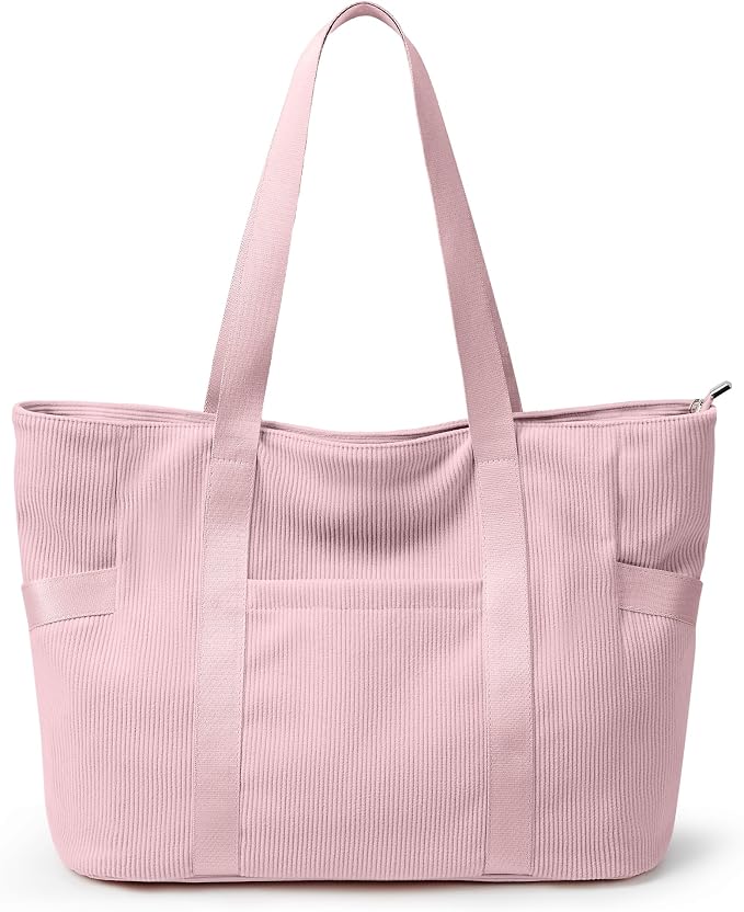 Tote Bag for Women, Casual Hobo Handbags with Compartments | Water Repellent Corduroy Large Capacity Fits 15.6" Laptop Zipper Closure for Travel Work School by Unknown