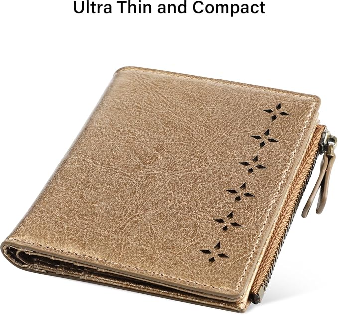 Ultra Thin Small Compact Leather Womens Girls Wallets RFID Blocking Credit Card Holder for Women - Image 3
