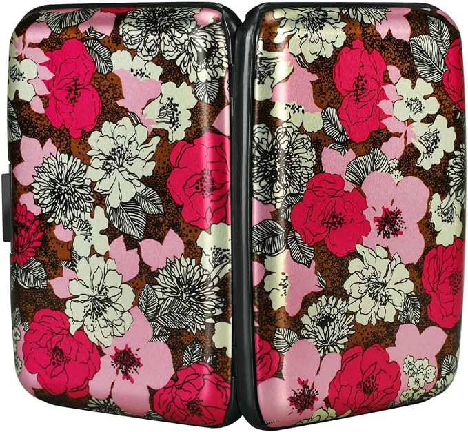RFID Aluminum Wallet Credit Card Protector Case Holder for Men Women | Mini RFID Aluminum Wallet Credit Cards Holder Business Card Case Metal ID Case for Men Women (Flourishing Flowers) - Image 3