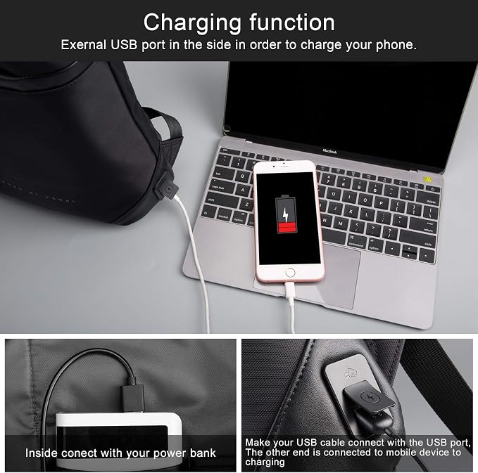 VGOAL 15.6 Inch Laptop Backpack Business Travel Anti-Theft Slim Backpack with USB Charging Port and RFID Pocket, Black, for Men and Women - Image 3