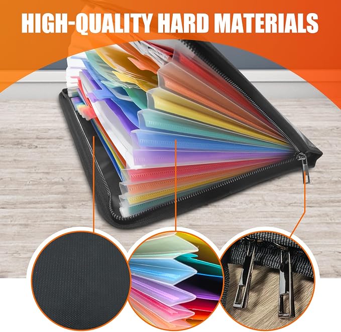 Fireproof Accordion File Organizer,Important Document Organizer,end of Life Planner Organizer Binder，Expanding Portable fire Proof Document Bag，Waterproof Folio Holder File folders for A4 Paper - Image 4