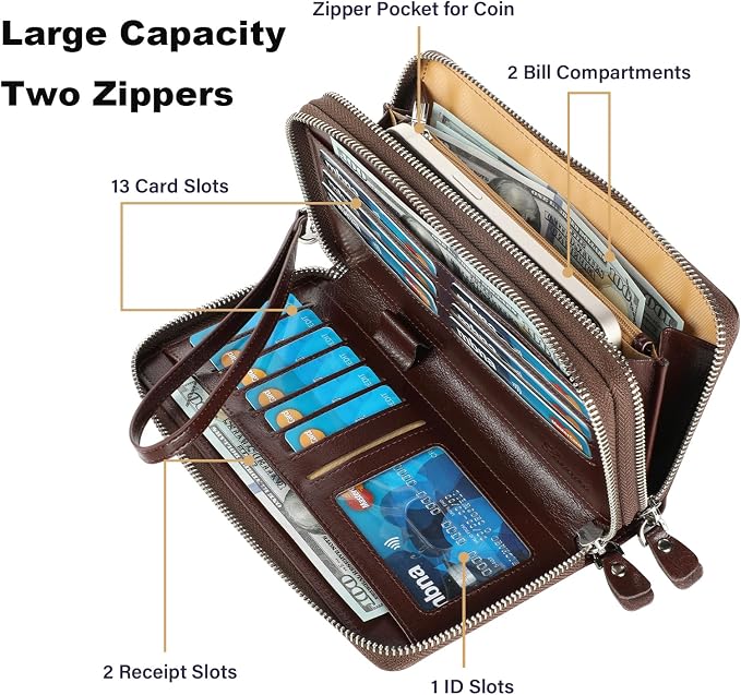 Small Compact Women Wallet RFID Blocking Genuine Leather Bifold Purse with ID Windows - Image 4