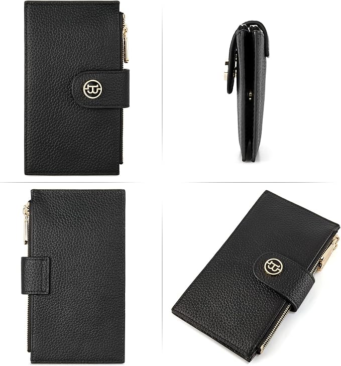 BOSTANTEN Leather Womens Wallet Large RFID Blocking Slim Card Holder | 16 Card Slots, 2 Zipper Pockets, Bifold, Long, Fits Most Purses, Organized Everyday Carry, Ladies Gifts, Black - Image 5