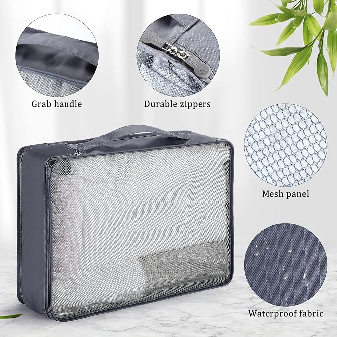 Tudomro 12 Pcs Large Packing Cubes Luggage Organizers for Suitcase Mesh Travel Organizer Bags Travel Packing Organizers for Traveling Camping Hiking - Image 2