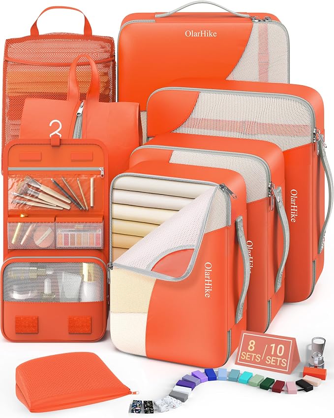 8 Set Packing Cubes for Travel, Gifts for Women Mom,Anti-Tearing Suitcase Organizer,OlarHike Vacation Essentials & Accessories for Cruise Ship by OlarHike