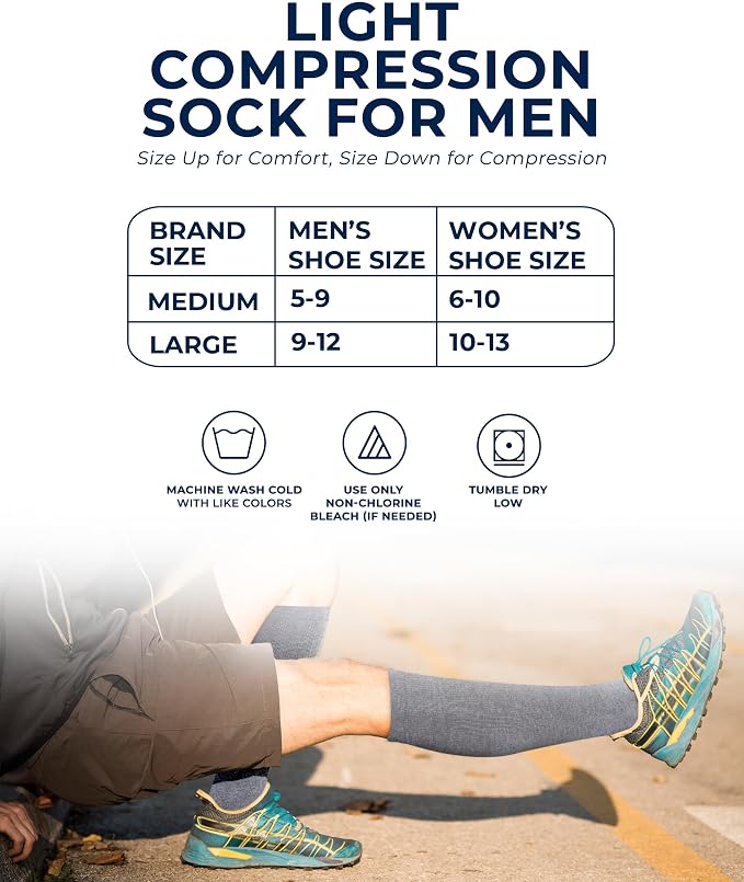 Pembrook Cotton Light Compression Socks for Women & Men - 3 Pairs | 8-15 mmHg Comfort Compression Socks for Men & Women - Image 7