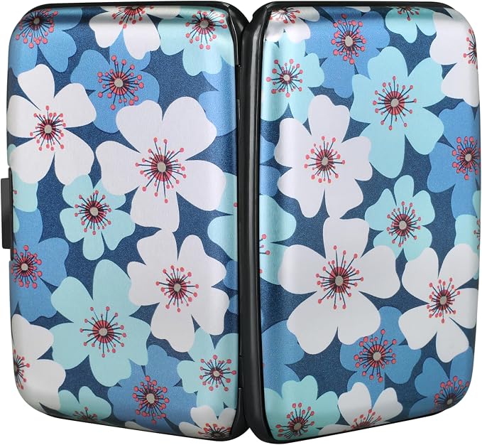 RFID Aluminum Wallet Credit Card Protector Case Holder for Men Women | Mini RFID Aluminum Wallet Credit Cards Holder Business Card Case Metal ID Case for Men Women(Cherry Blossoms) - Image 3