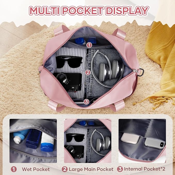 Travel Duffel Bag, Sports Tote Gym Bag, Shoulder Weekender Overnight Bag for Women - Image 7
