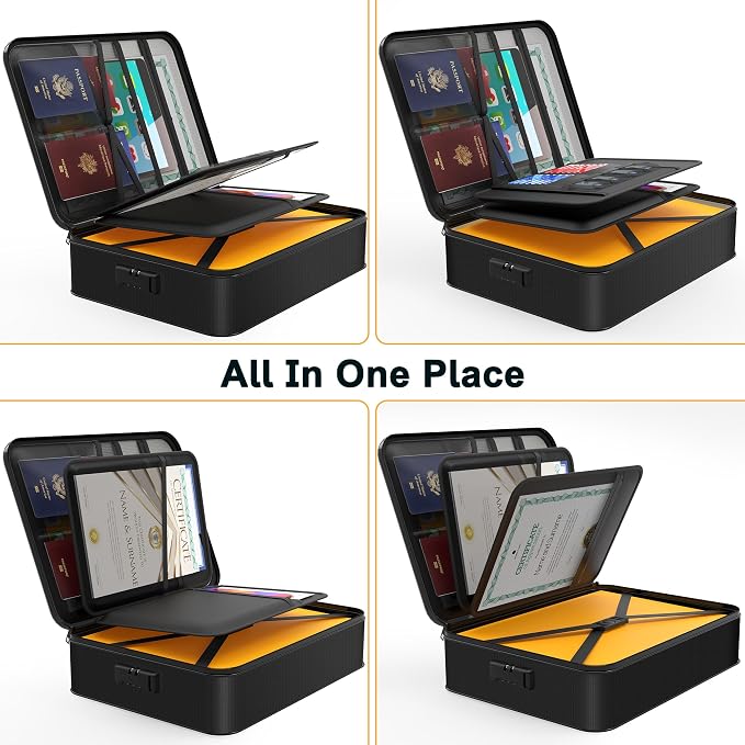 Document Organizer with 5200℉ Heat Insulated, 16.1"x11.4"x4.3" Waterproof and Fireproof Document Box with Lock, Home Strong Fireproof Safe Storage Box for Legal Size Documents and File | Home ,Travel ,Strong, Water Resistant,Safe Storage Document Stora... - Image 3