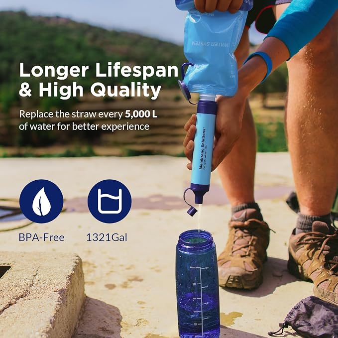 Membrane Solutions Collapsible Water Bottle 23oz with Carabiner | Foldable Pounch Water Filtration System, BPA-Free, Leakproof for Camping Hiking Cycling Yoga Sports Outdoor Essentials - Image 8