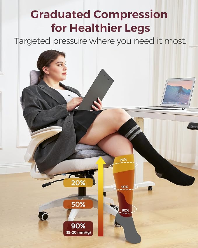 Momcozy Compression Socks for Women Wide Calf, 15-20mmHg Knee High Support Socks for Pregnancy, Nurses, Flying, Travel - Image 4