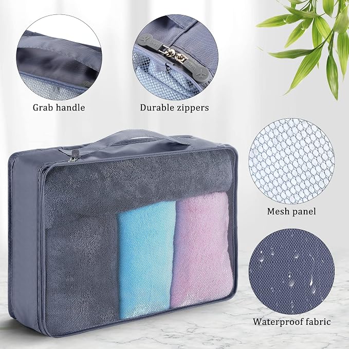 Tudomro 12 Pcs Large Packing Cubes Luggage Organizers for Suitcase Mesh Travel Organizer Bags Travel Packing Organizers for Traveling Camping Hiking - Image 3