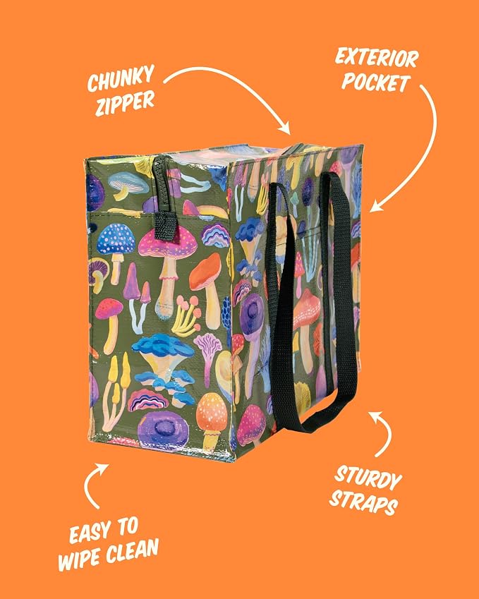Blue Q Reusable Shoulder Tote Bag – Carry Everywhere Bag with a Hefty Zipper, Durable, Fun Design, 95% Recycled Material - Image 4