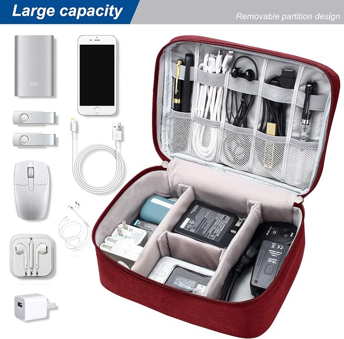 SELLYFELLY Electronics Organizer Travel Universal Cable Organizer Bag Waterproof Electronics Accessories Storage Cases for Cable, Charger, Phone, USB, SD Card, Hard Drives, Power Bank, Cords - Image 2