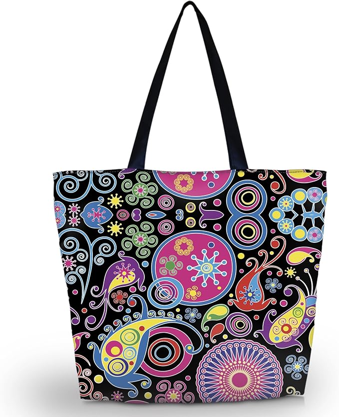 Beach Tote Bags Travel Totes Bag Shopping Zippered Tote for Women Foldable Waterproof Overnight Handbag by newplenty