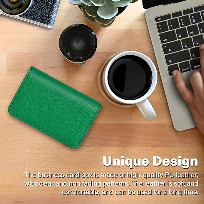 Business Card Holder，PU Leather Business Card Case Color Printing Pattern Card Holder Wallet，Pockets Magnetic Credit Card Holders for Men and Women - Dark Green - Image 7