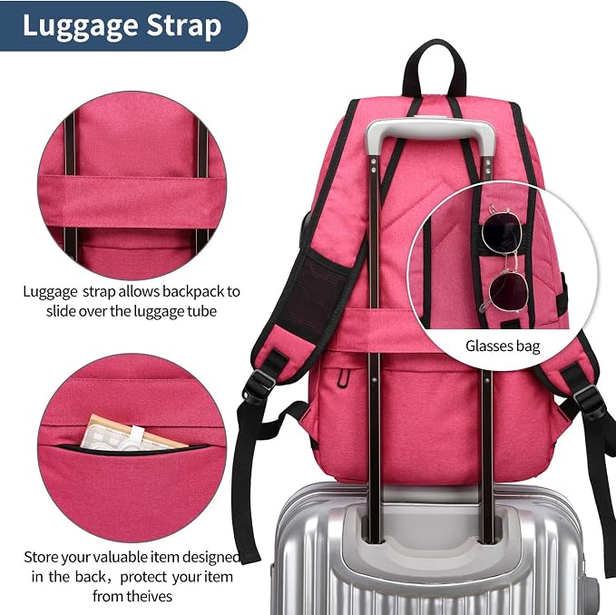 WENIG Business Laptop Backpack Anti-Theft Backpack with USB Charging Port and Lock Computer Backpacks for Women Men Fit 15.6 Inch Laptops, Casual Hiking Travel Daypack - Image 6