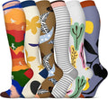 5/6 Pairs Graduated Compression Socks for Women&Men 20-30mmhg Knee High Socks Travel Hiking Running Stocking by HiClasmix